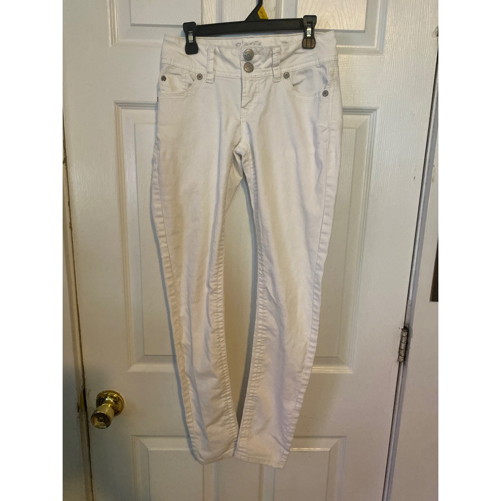 WallFlower‎ White Skinny Jeans Low Rise Double Button Flap Pocket Size 0